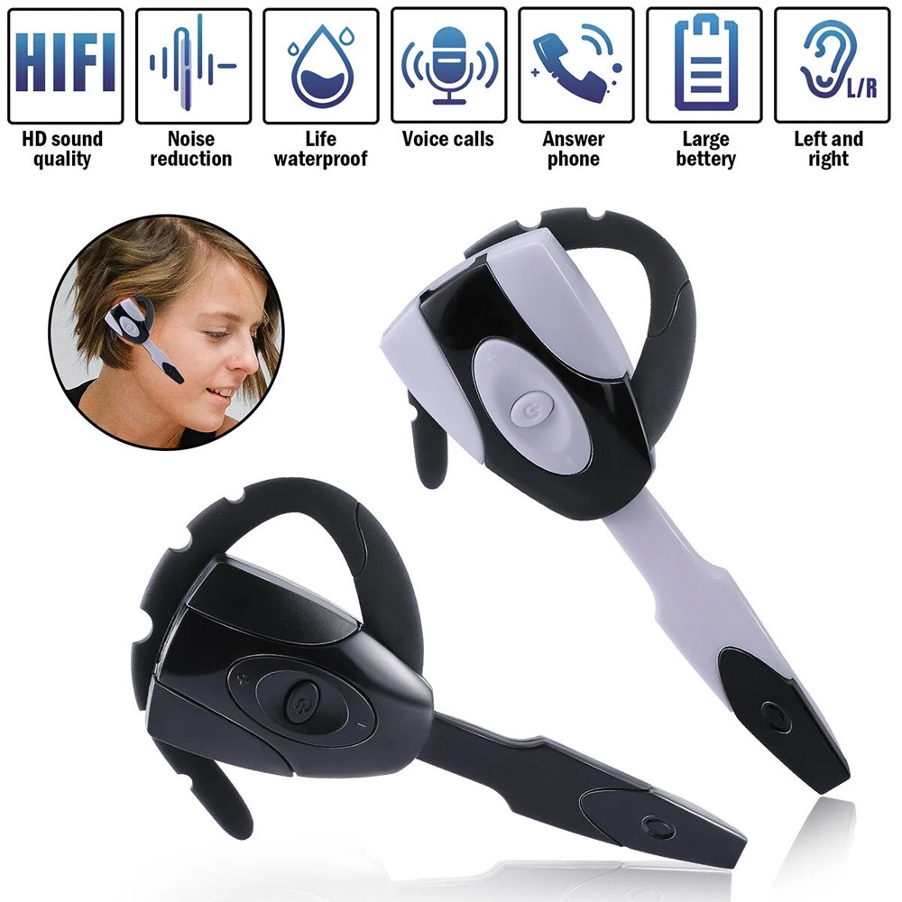Wireless Trucker Bluetooth Headset with Dual Mic Noise Cancelling Earpiece
