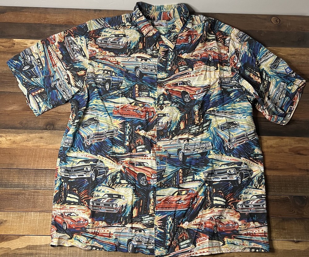 Vintage Reyn Spooner Corvette Camaro Hawaiian Shirt General Motors Mens Size XXL