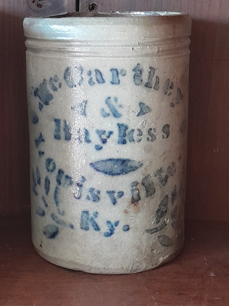 SMALL ANTIQUE STONEWARE WAX SEALER~McCARTHEY & BAYLESS~LOUISVILLE KY~AAFA