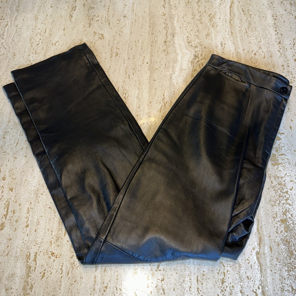Women’s BCBG MaxAzria LEA 229 Soft Leather Black Pants Small Ft Pocket Size 6