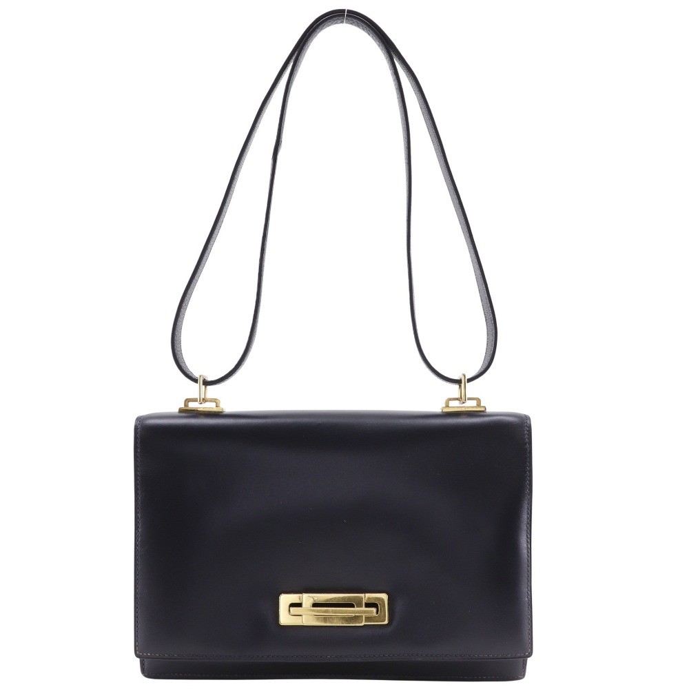 HERMES Box carf Shoulder Bag vintage leather/Plated Gold Women