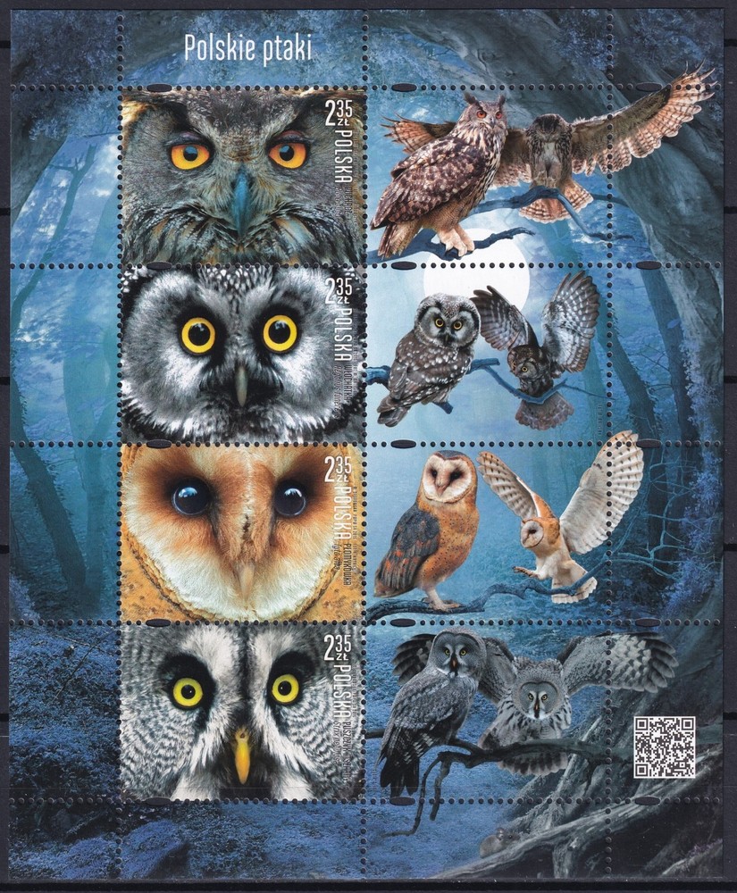 Poland 2015 Birds, Owls MNH sheet