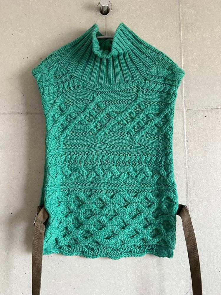 sacai Green Knit Vest Free Size High Neck All Season Excellent Condition