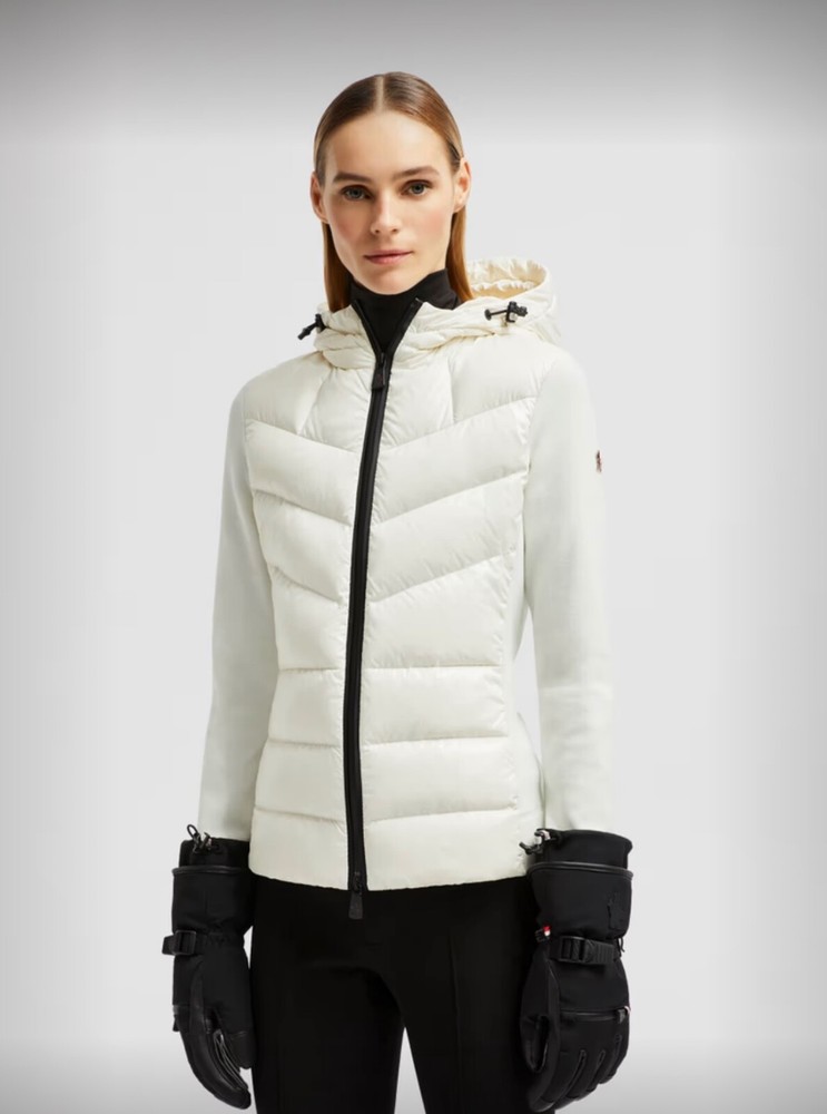 Moncler Womens White Padded Fleece Hoodie Medium NWT