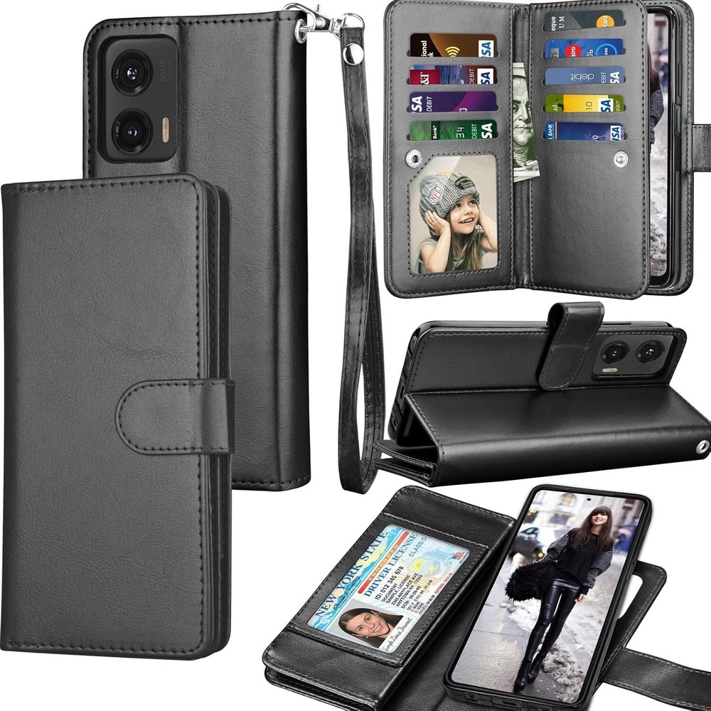 Shockproof Leather Wallet Case for Moto G Stylus 2024 5G with Card Slots