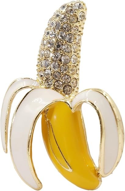Banana Brooch Pin Women Fashion Unique Crystal Rhinestone Vintage Enamel Lapel S