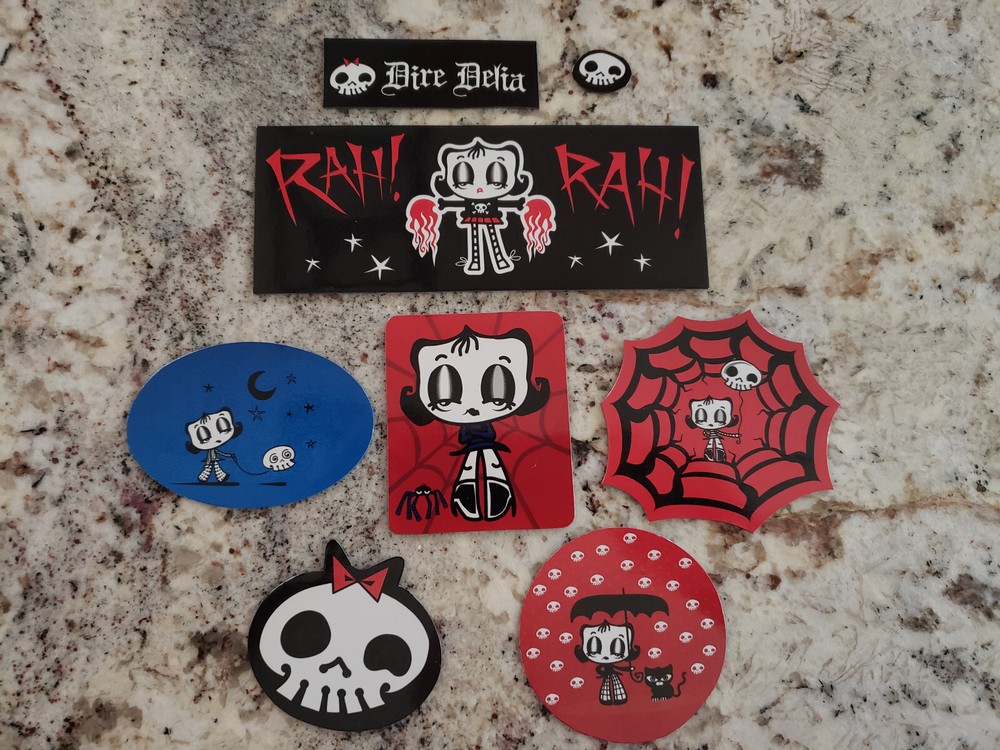Dire Delia Goth Girl 8-Piece Magnet Set with 5 Bonus Stickers