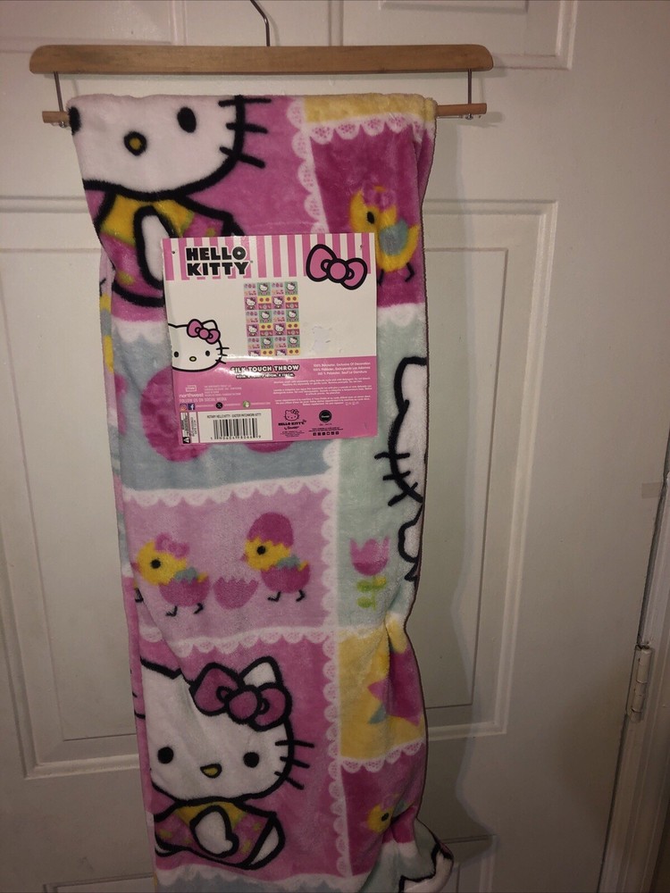 Hello Kitty Easter Pink Plush Throw Blanket 50x70in New with Tags
