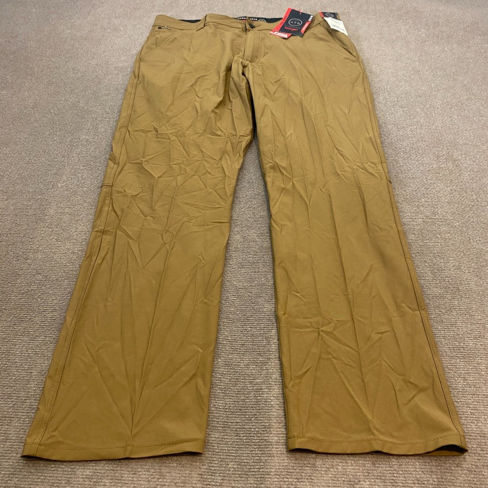 Wrangler Pants Mens 38x32 Brown Chino ATG All Terrain Gear Stretch Straight Leg