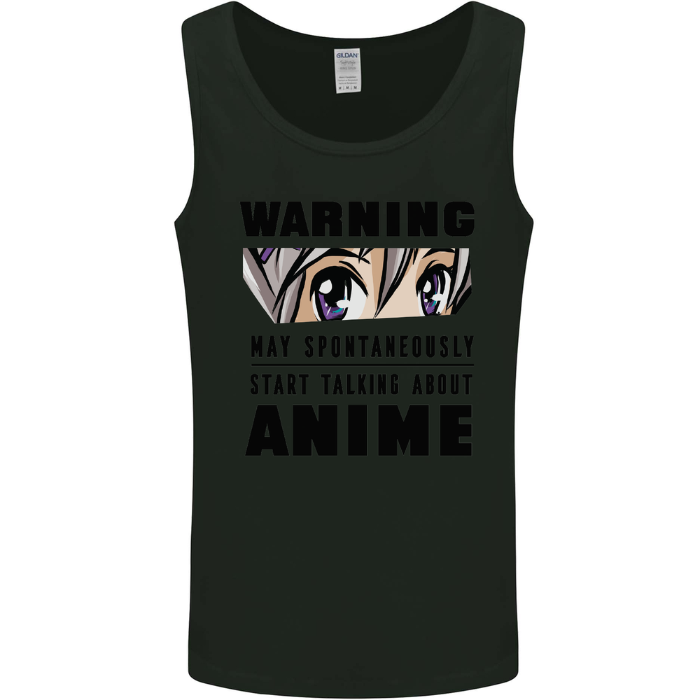 Warning May Start Talking About Anime Funny Mens Vest Tank Top