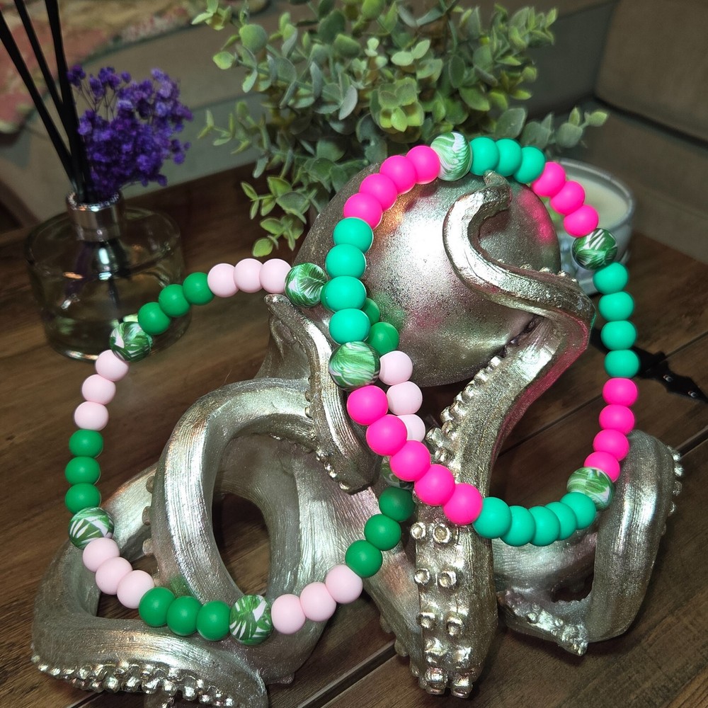 Silicone beaded dog collars, Necklace, waterproof Pet Accessories Summer Vibes