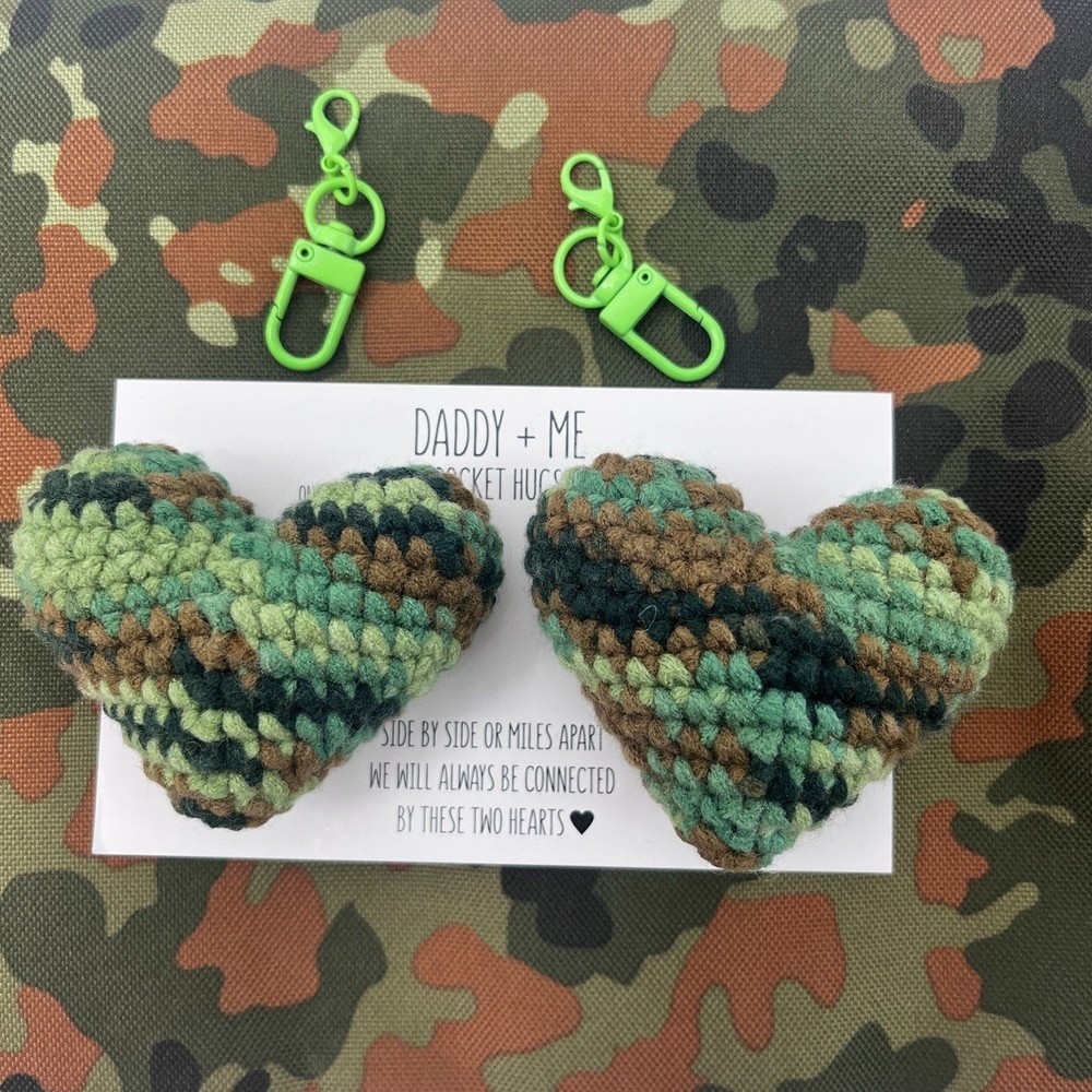 Crochet Camo Daddy and Me Pocket Hug Set: Military Deployment Gift Birthday Gift