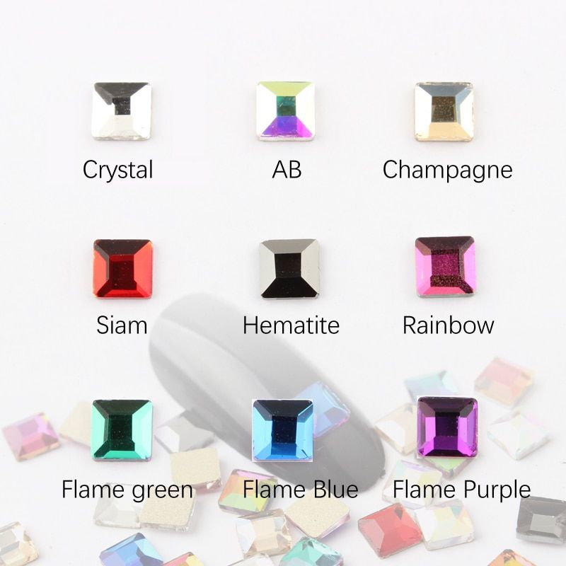 Square Crystal Bead 4X4mm 3D Nail Art Rhinestone 30/100Pcs Stones Flatback Beads