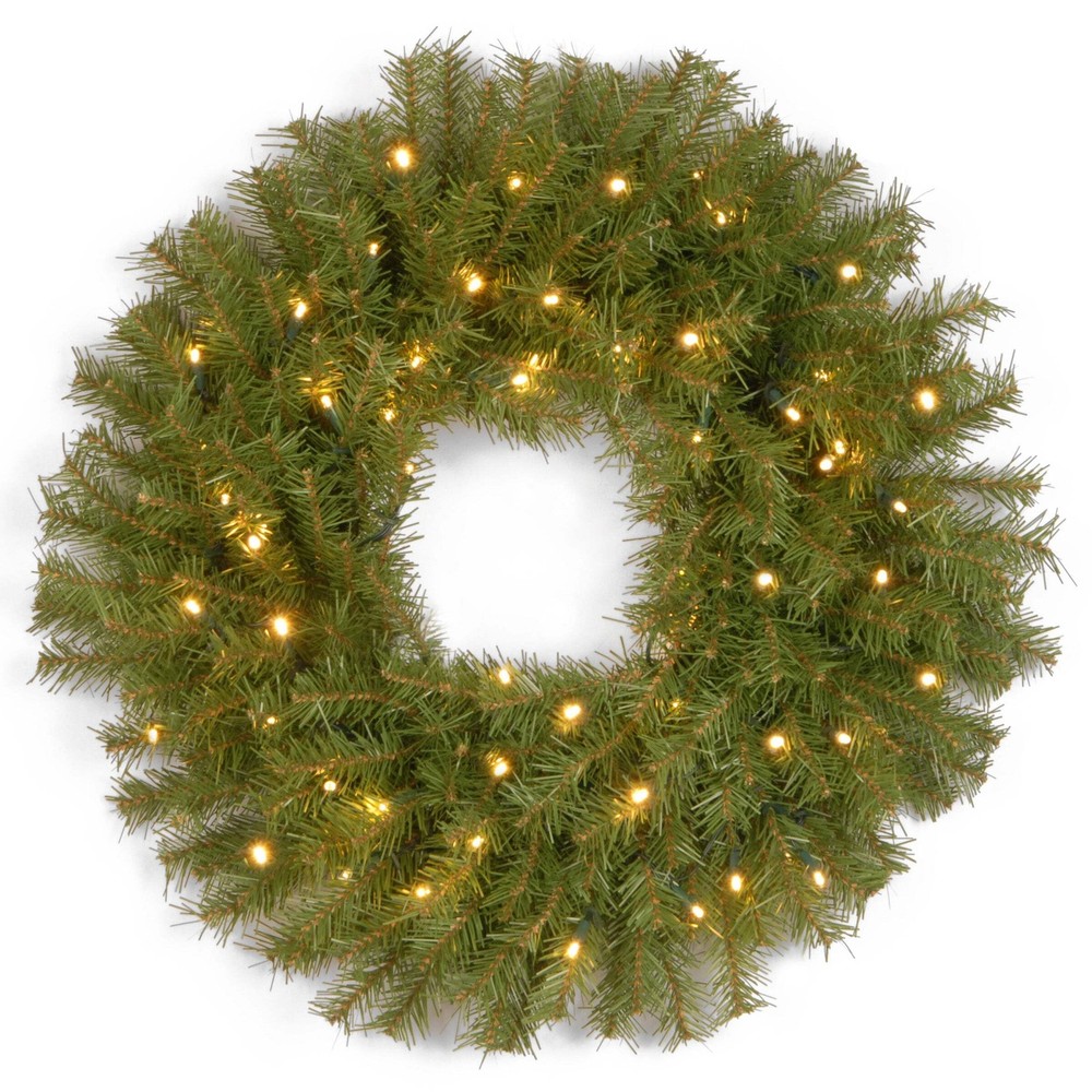24 in. Pre-Lit Norwood Fir Wreath with Twinkly LED Lights, Plug-In