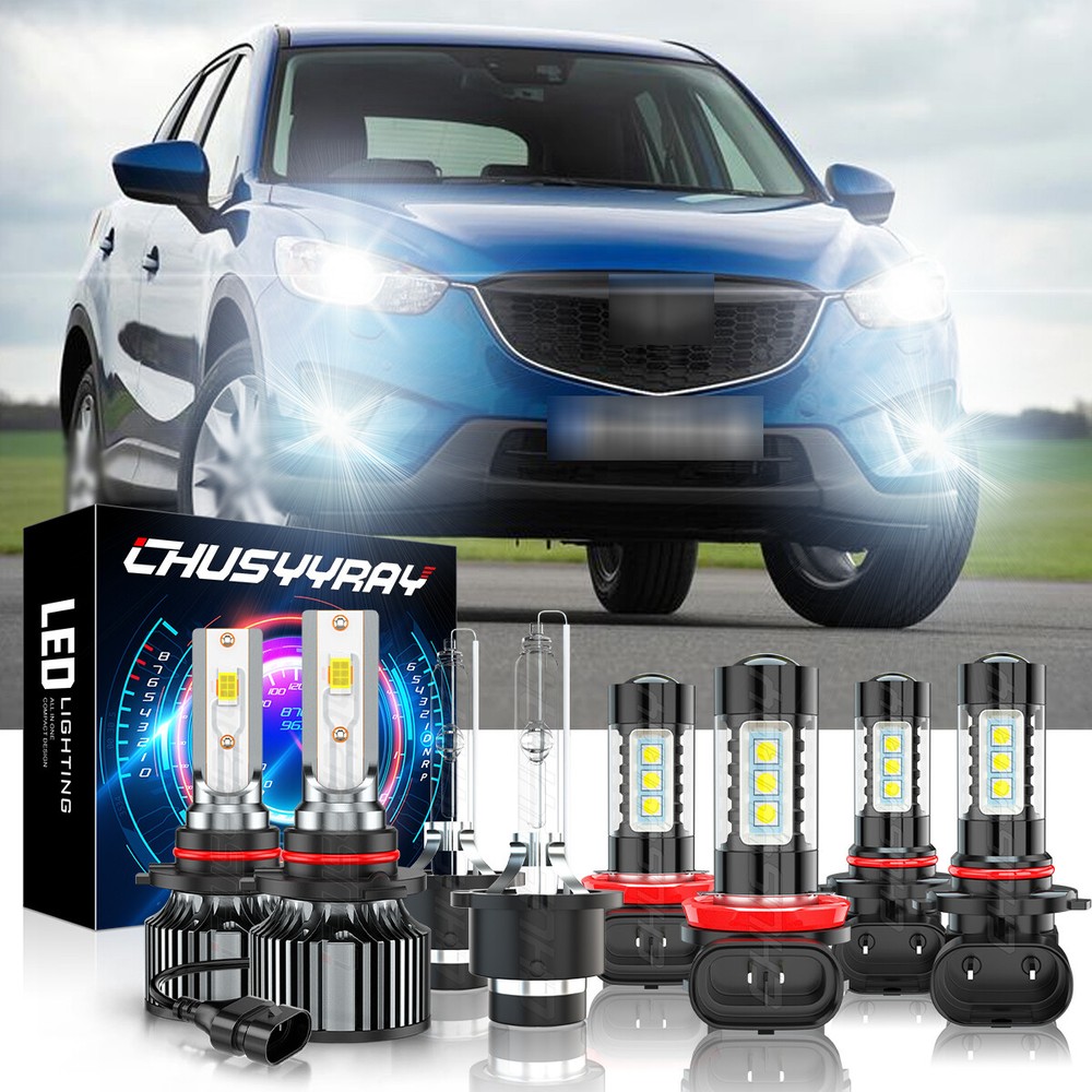 For Mazda 5 2012-2017 8pcs Front LED HID Headlight Hi-Lo+DRL Fog Light Bulbs