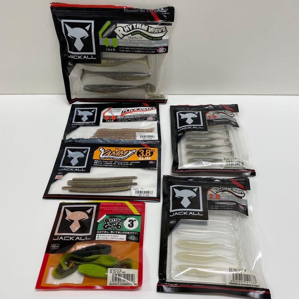 JACKALL Soft Lure Set 6 Types Fishing Baits, Used, Slight Wear