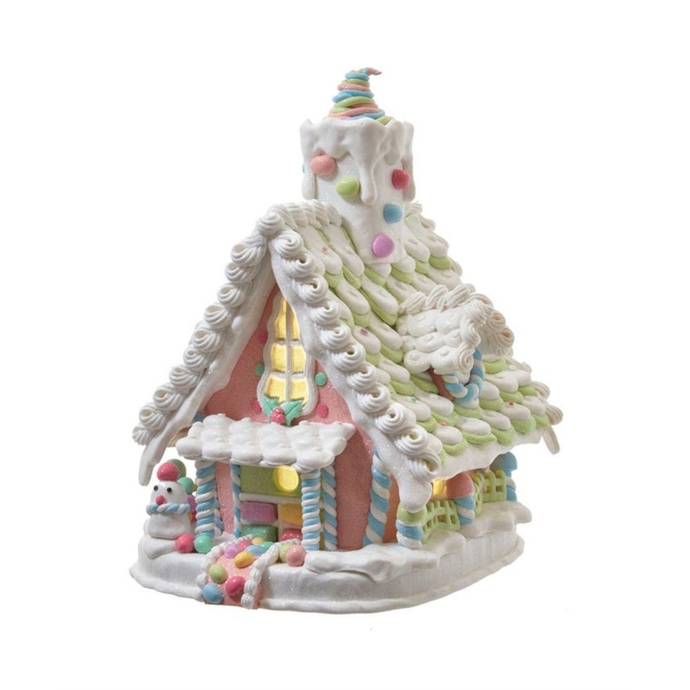 Kurt Adler 12.5 Inch LED Light Up Pastel Gingerbread House with Battery Operation