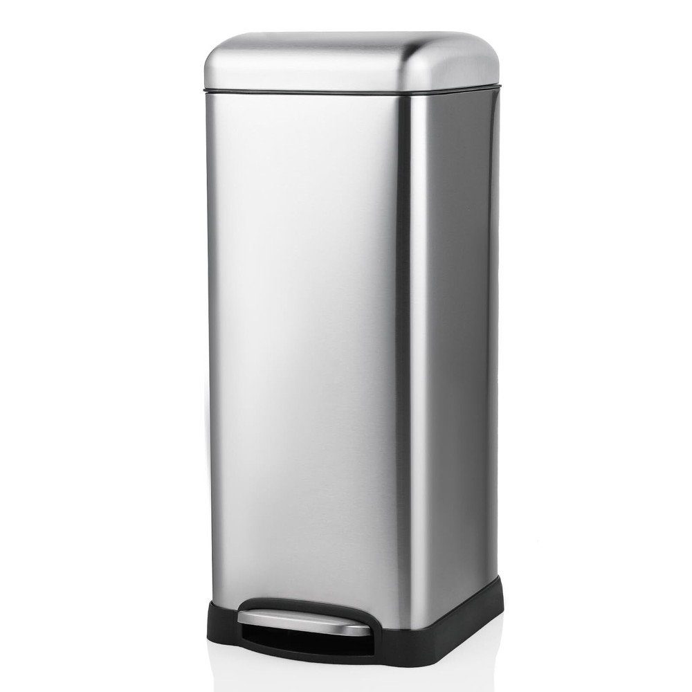 MoNiBloom 8-Gallon Step Trash Can with Soft-Close Lid for Kitchen Bathroom Be...