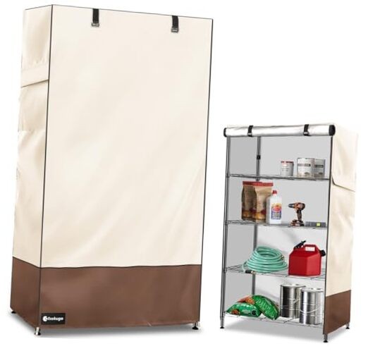 Heavy Duty 600D Wire Shelf Cover 36W x 14D x 72H Beige Brown