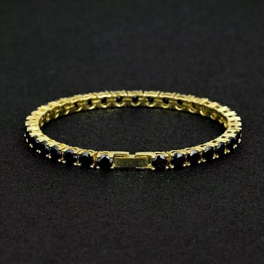 5CT Round Lab-Created Black Diamond Tennis Bracelet in 14K Yellow Gold