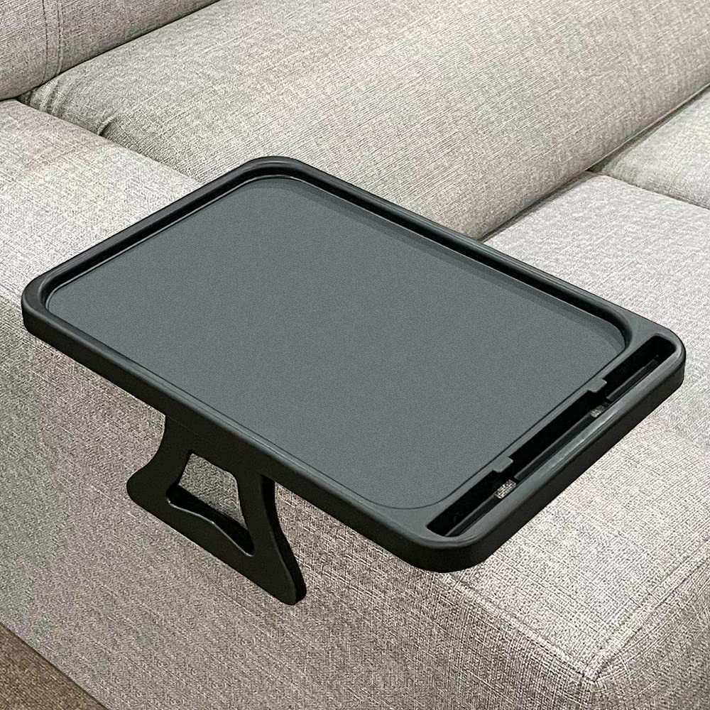Sofa Armrest Clip Table - Snack Tray Holder for Drinks Phone Remote Control