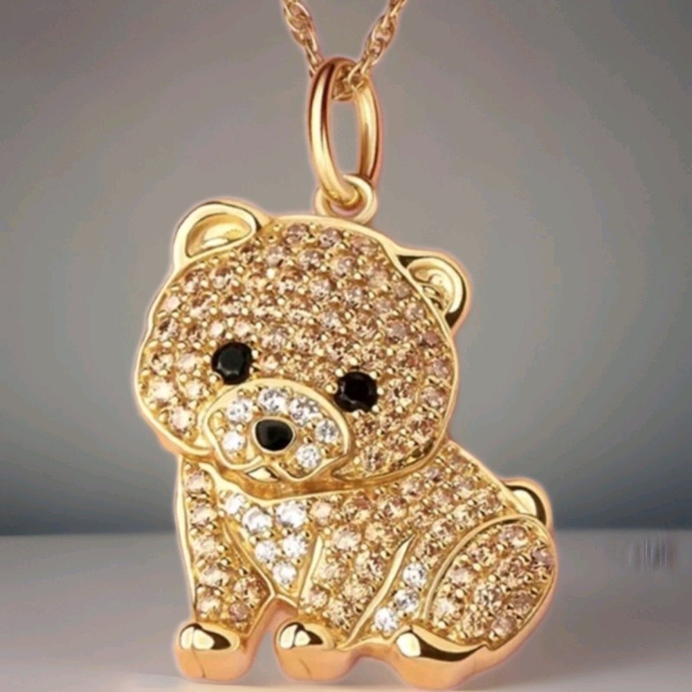 New Womans Necklace With Pomeranian Dog Pendant