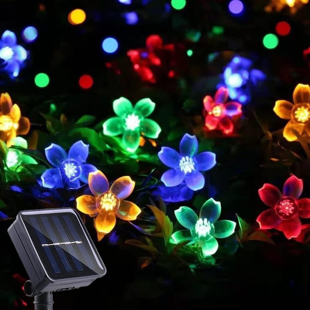 ITICdecor 50 LED Solar Flower String Lights Outdoor Waterproof Multicolor