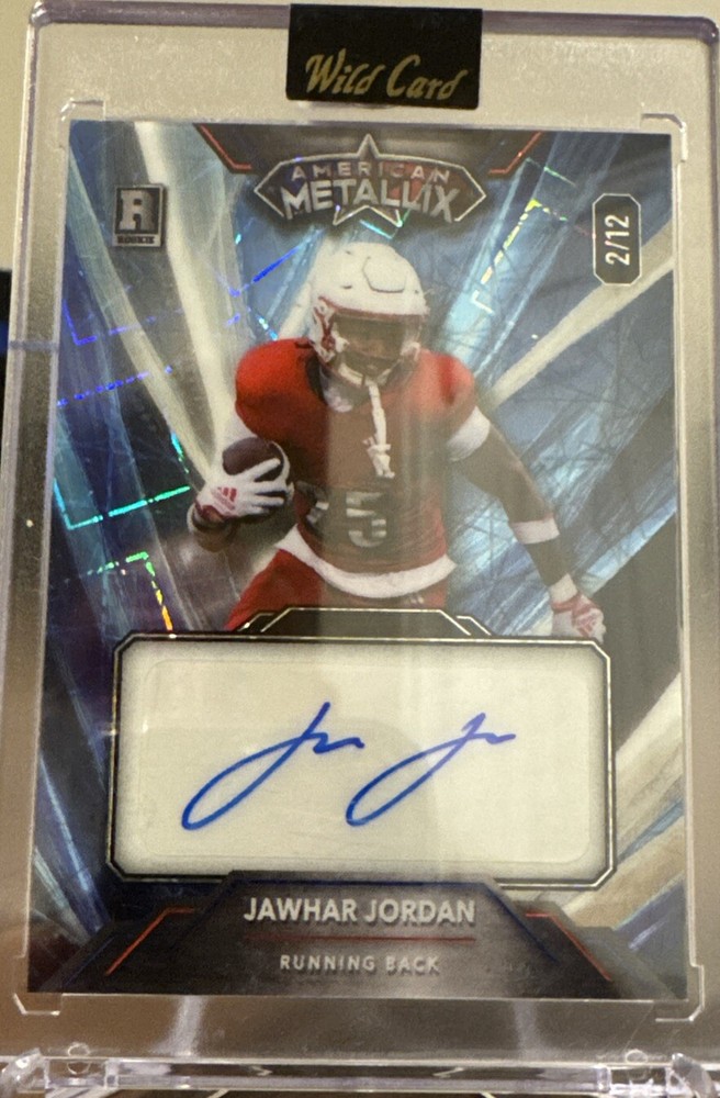 JAWHAR JORDAN 2023 WILD CARD AMERICAN METALLIX ROOKIE LAZER RC AUTO  2/12