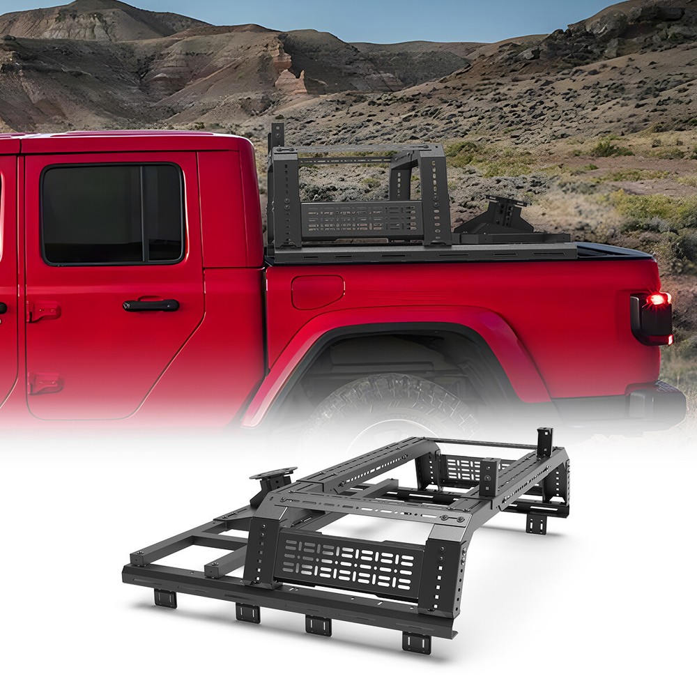 For Universal Full-size Pickup Trucks Bed Rack Roll bar+Molle Panel+Spare Tire