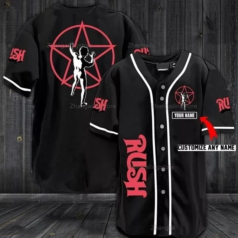 Rush Rock Band Printed Baseball Jersey Shirt S-5XL T-shirt Giffl Forr Fan MIU04