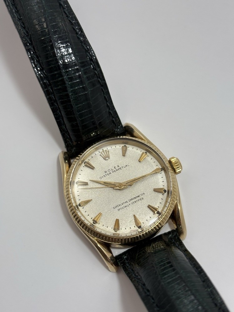 Rolex 18k Yellow Gold Oyster Perpetual Bombay 1011 33mm Watch