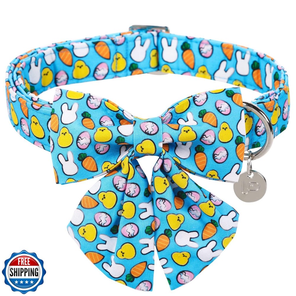 UP URARA PUP Easter Dog Collar with Bowtie, Easter Bowtie Collar for Puppy Gi