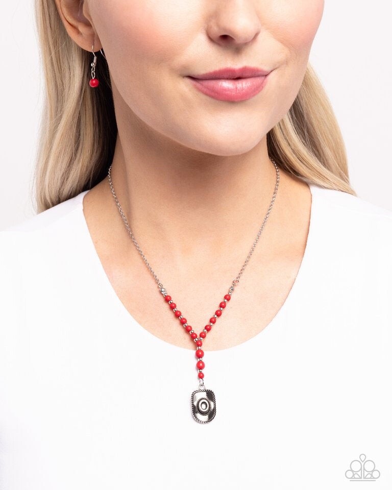 New Paparazzi Jewelry-Cowboy Hat Southern Sheen Necklace-Red