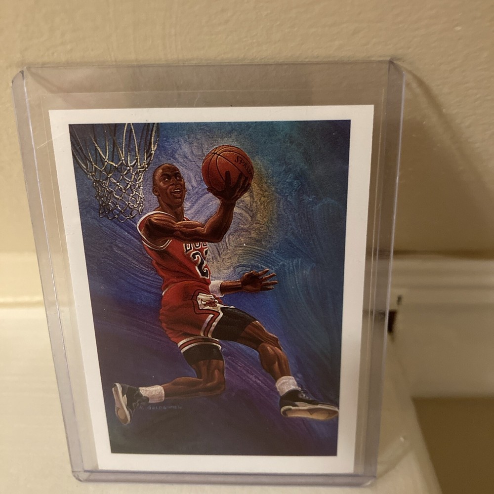 1990-91 NBA Hoops Art Card Team Checklist 358 Michael Jordan
