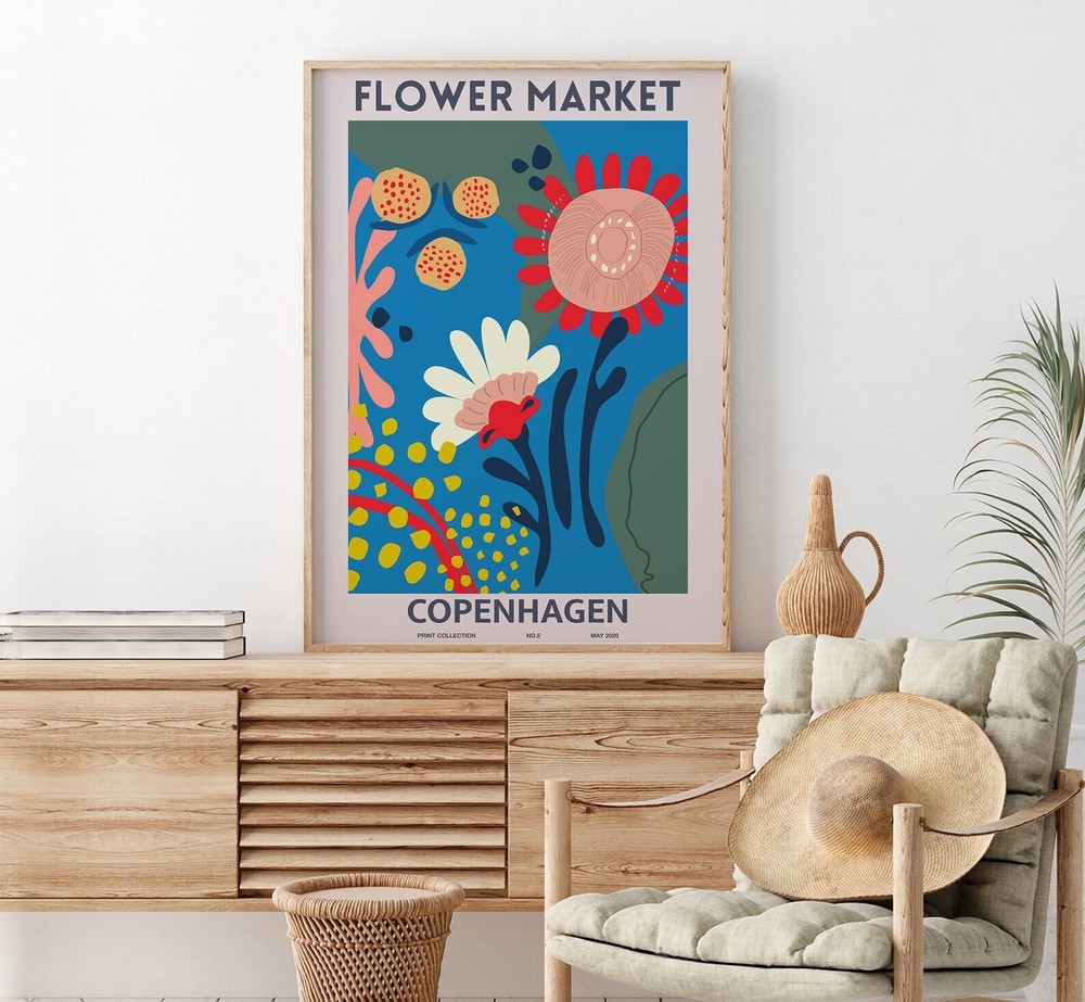 Flower Market Print Copenhagen Botanical Wall Print Flower Home Decor Flower