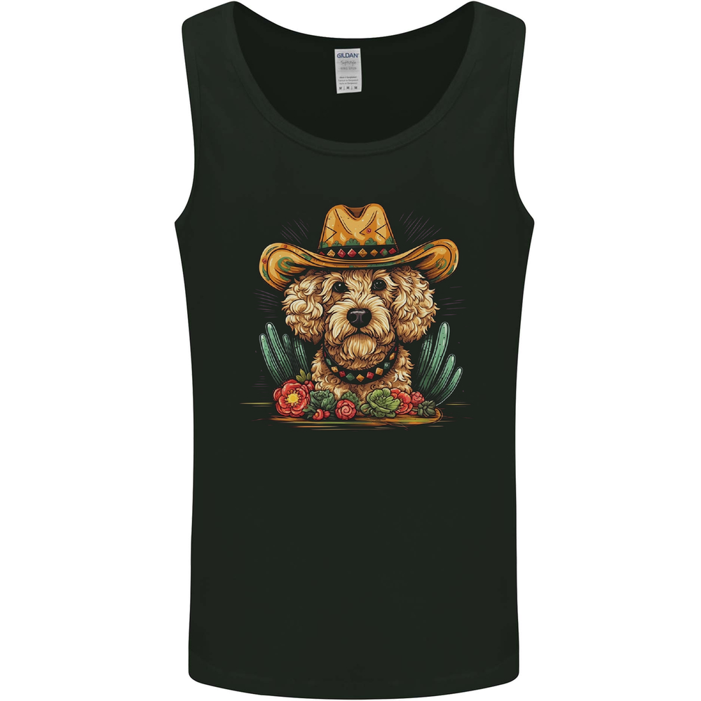 Cute Goldendoodle Mexican Style Western Mens Vest Tank Top