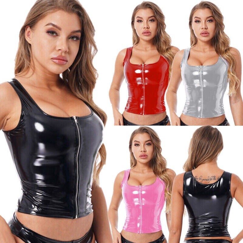 US Women Crop Tops Lingerie Camisole Sleeveless Tank Vest Dance Costume Push Up