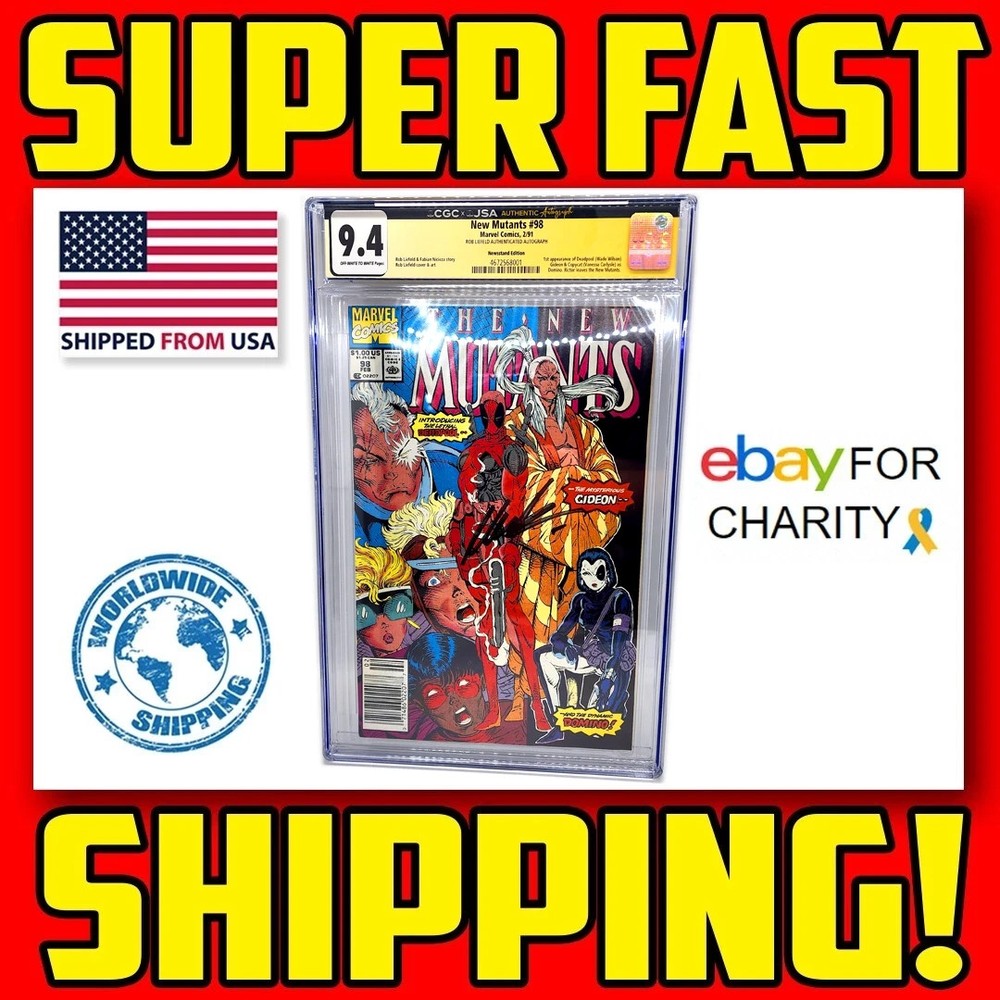 📚🔥📬 New Mutants #98 Newsstand CGC SS 9.4 SIGNED BY Rob Liefeld 1st Deadpool ✅