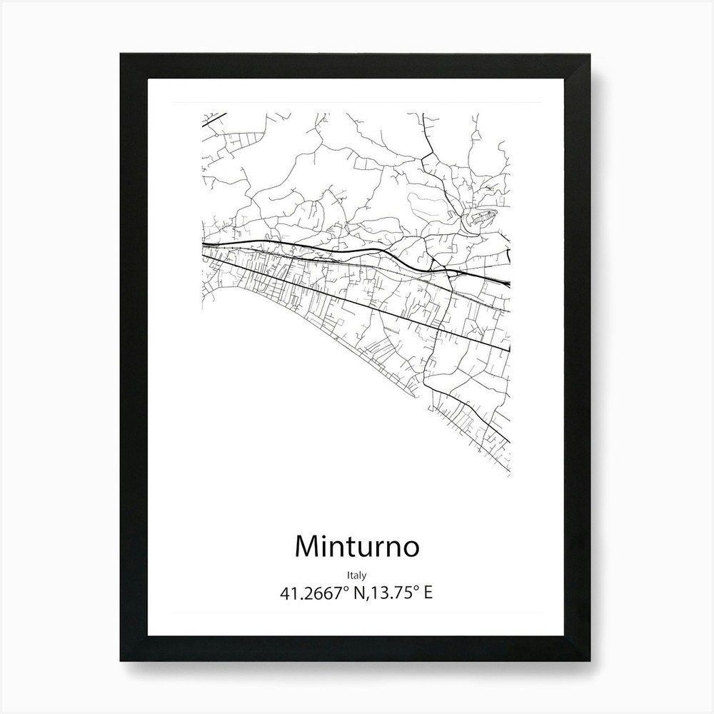 Minturno,Italy Minimalist Map Art P Framed Wall Art Poster Canvas Print Picture
