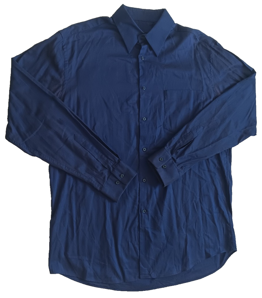 Hugo Boss Men's Regular Fit Navy Blue Long Sleeve Dress Shirt Size L - 16 34/35