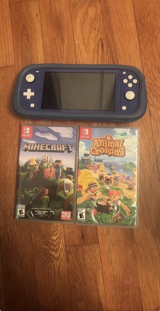 Nintendo Switch Lite Blue 32GB Handheld System Touch Screen w/ Case, Minecraft