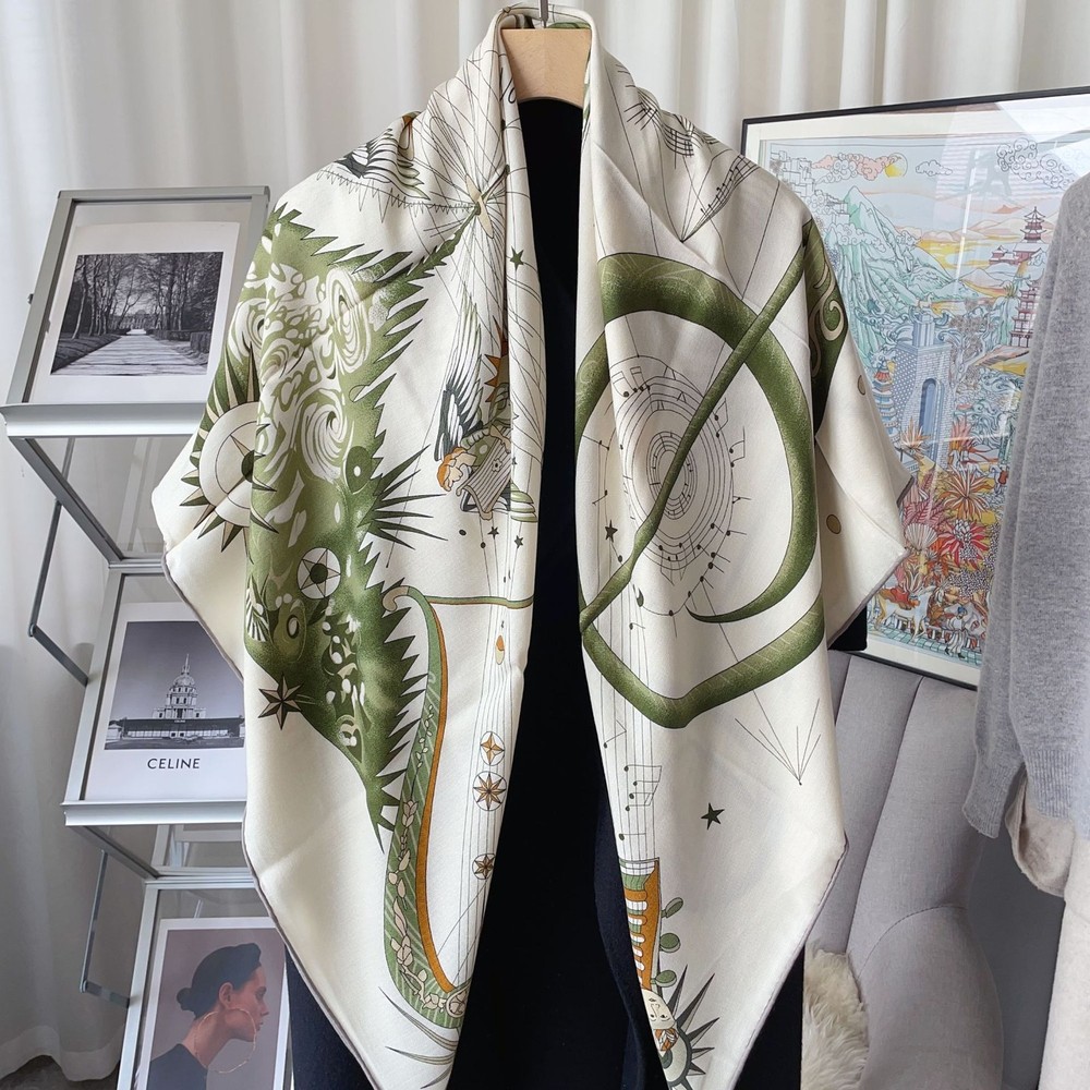 New Spring Boutique Double Sided Silk & Wool Shawl Large Scarf Wrap Printed 53；