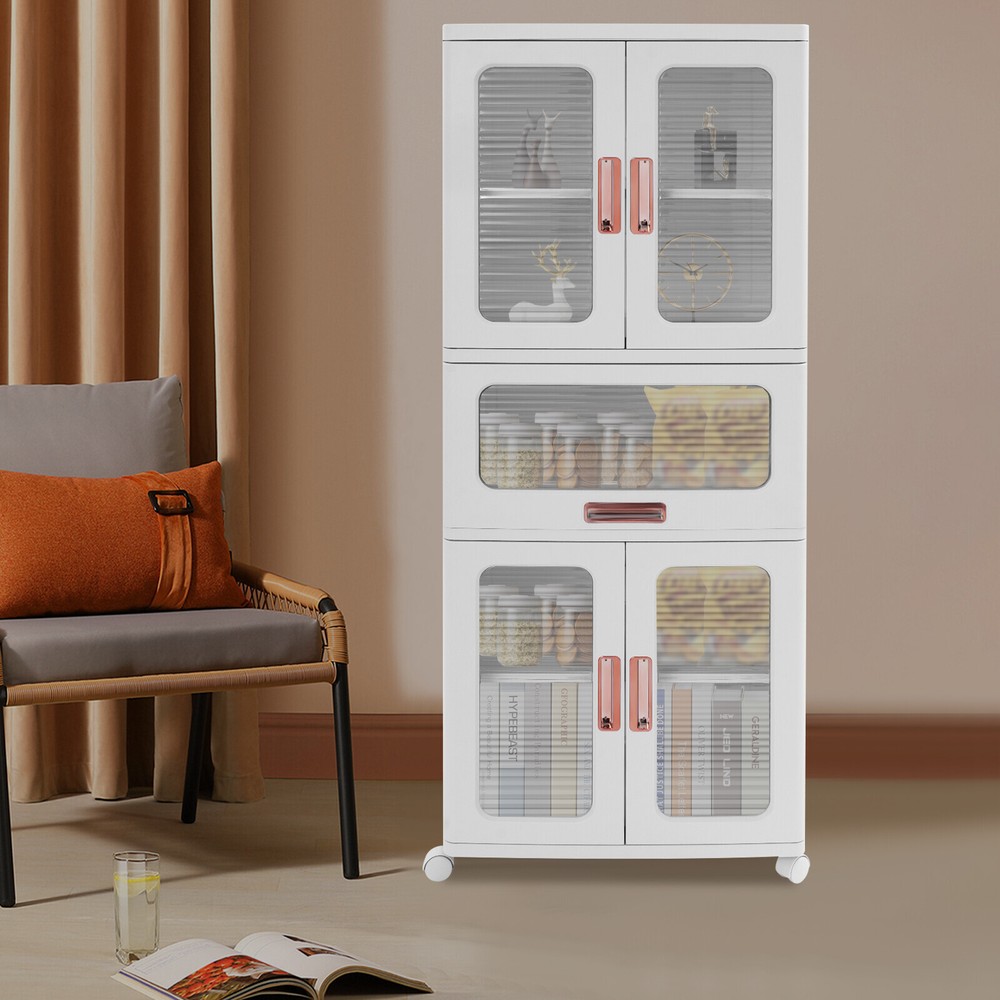 Storage Bins with Lids and Doors Collapsible Storage Cabinet with Wheels