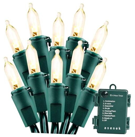 Christmas Lights - Battery Operated String Lights 50 LED 1 Pack Warm White