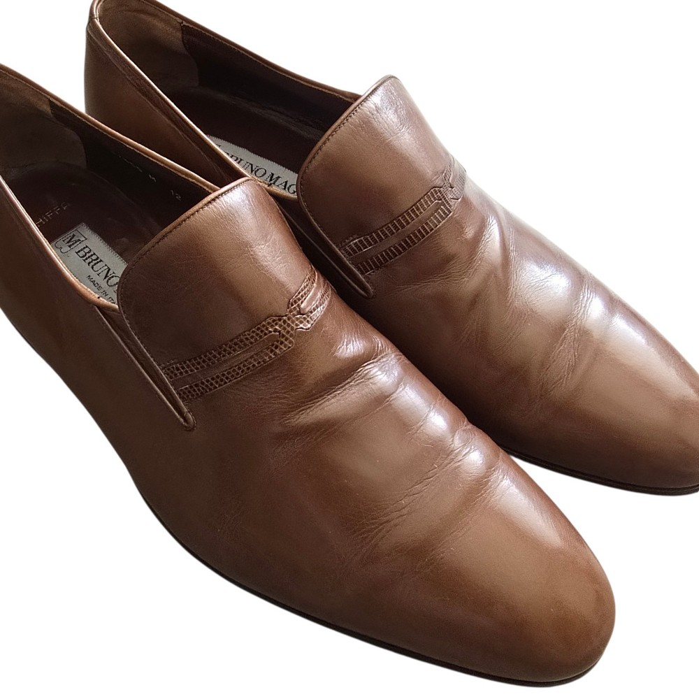 Bruno Magli Leather Loafer 12 M  Capichino Brown Ghiffa