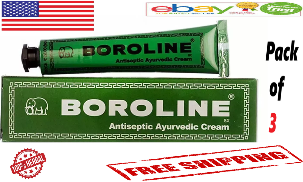3x 100% Natural Boroline Cream (20gm) Antiseptic Ayurvedic Cream (FREE SHIP)