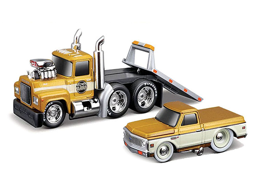 1980 Mack A685ST Flatbed Truck Gold Metallic with Beige Stripes 