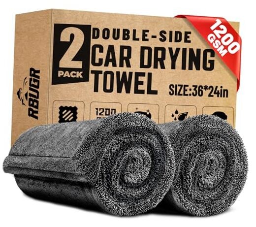 Microfiber Towels for Cars, 2 Pack 1200GSM Car Drying Towel(24″x 2Pack 2pack