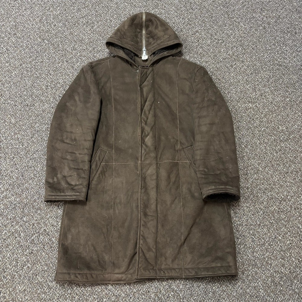 Armani Exchange Brown Suede Jacket Leather 2000s Designer Rae Trench Coat Fur