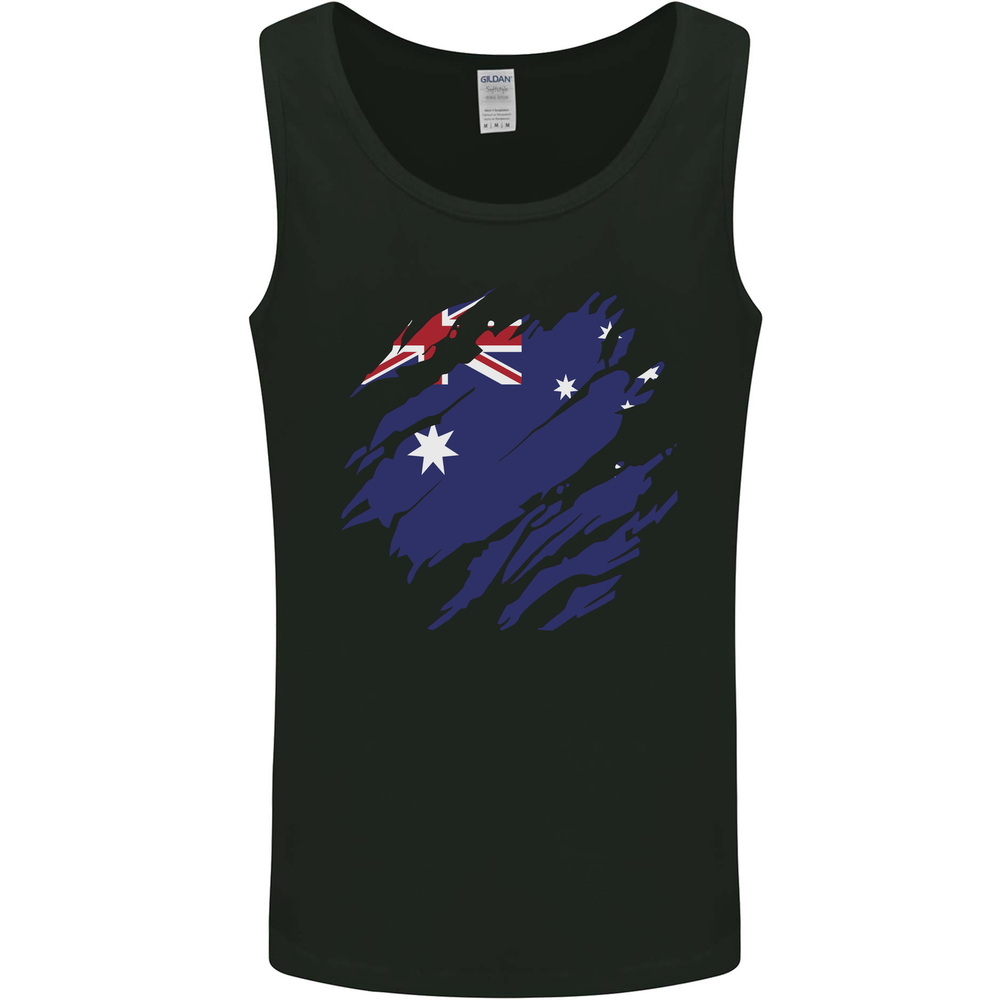 Torn Australia Flag Australian Day Football Mens Vest Tank Top